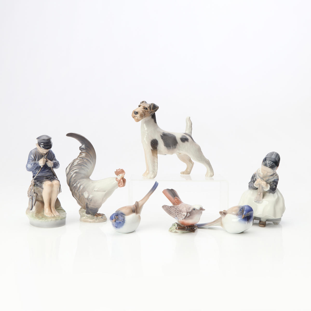 DANISH FIGURINES, SEVEN PCS. Porcelain.