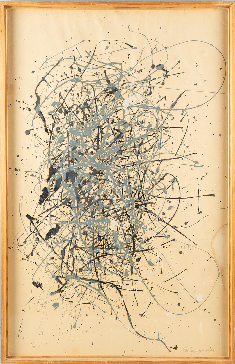 OIDENTIFIERAD KONSTNÄR. Acrylic on paper, signed and dated 1963.