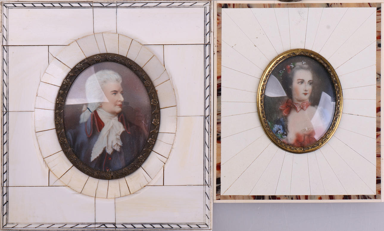 OIDENTIFIERAD KONSTNÄR. Miniature painting, 2 pcs.