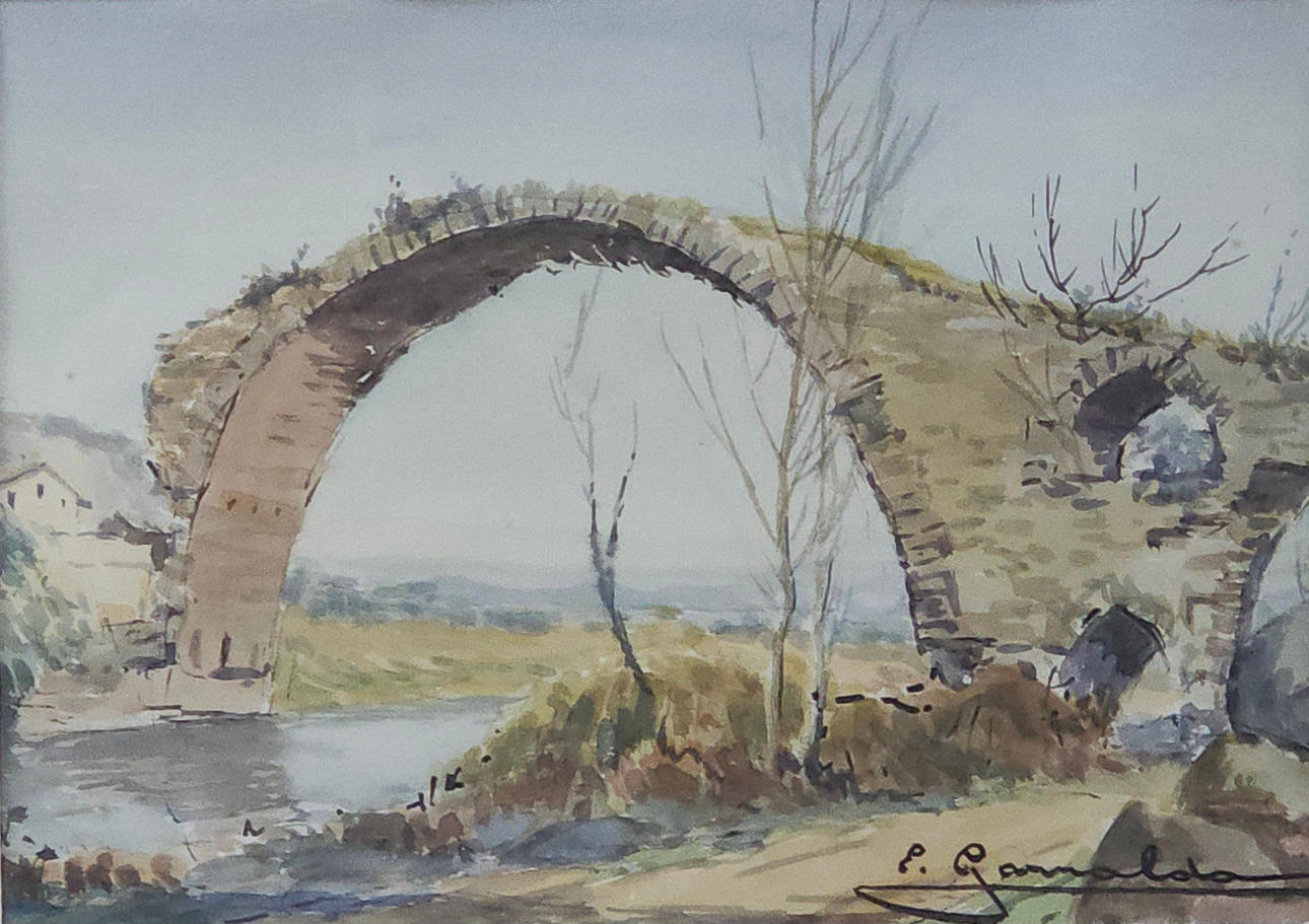 ELÍAS GARRALDA. Silta. Vesiväri paperille.