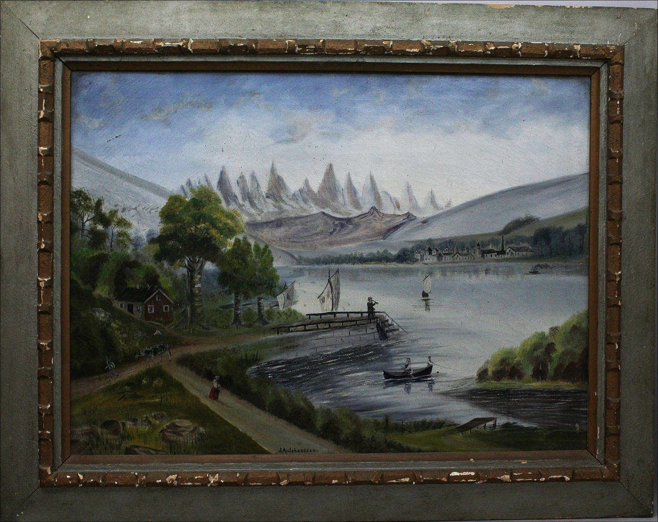 J A JOHANSSON. Gåramålning. Olja på duk. Signerad J A Johansson.