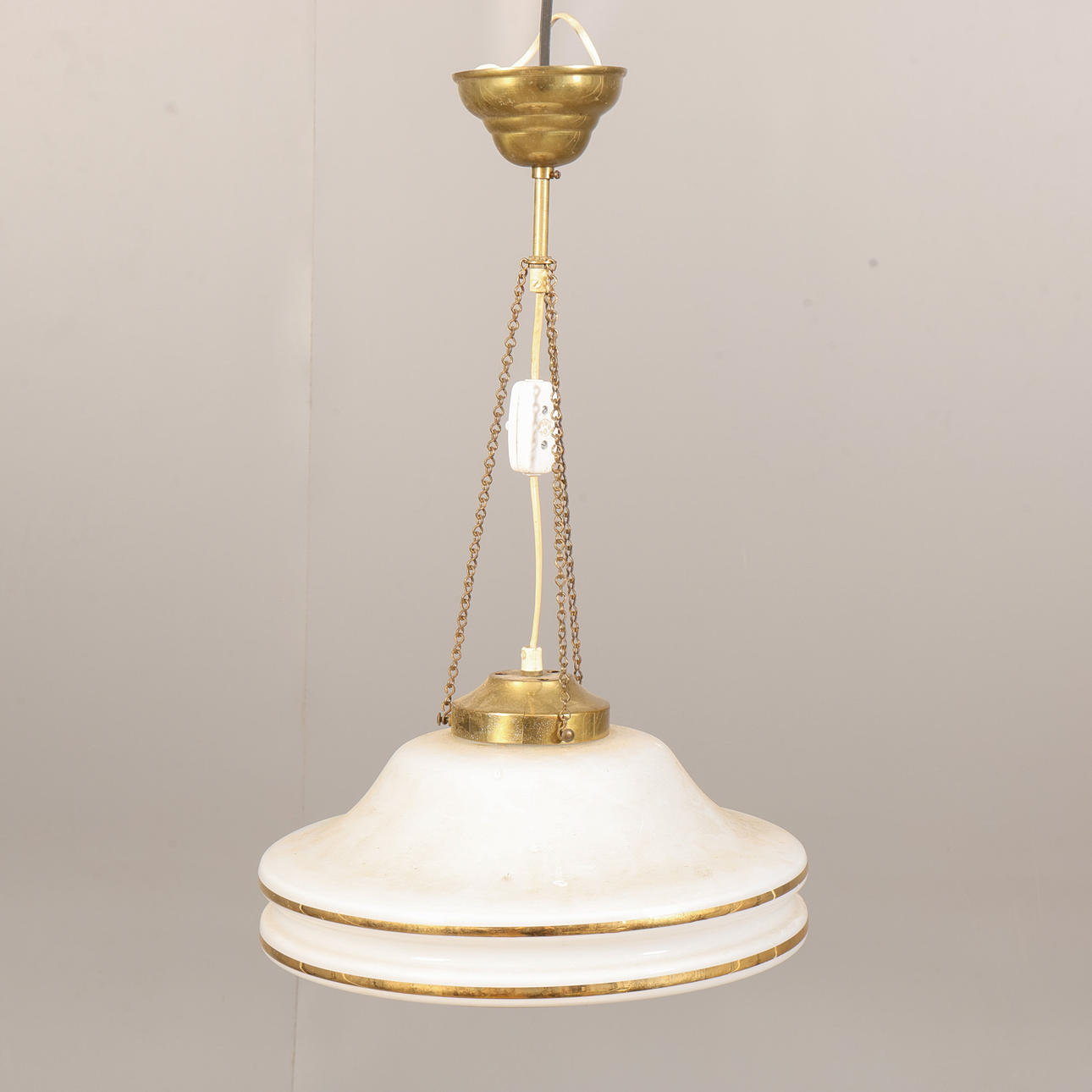 BRASS/GLASS CEILING LAMP.