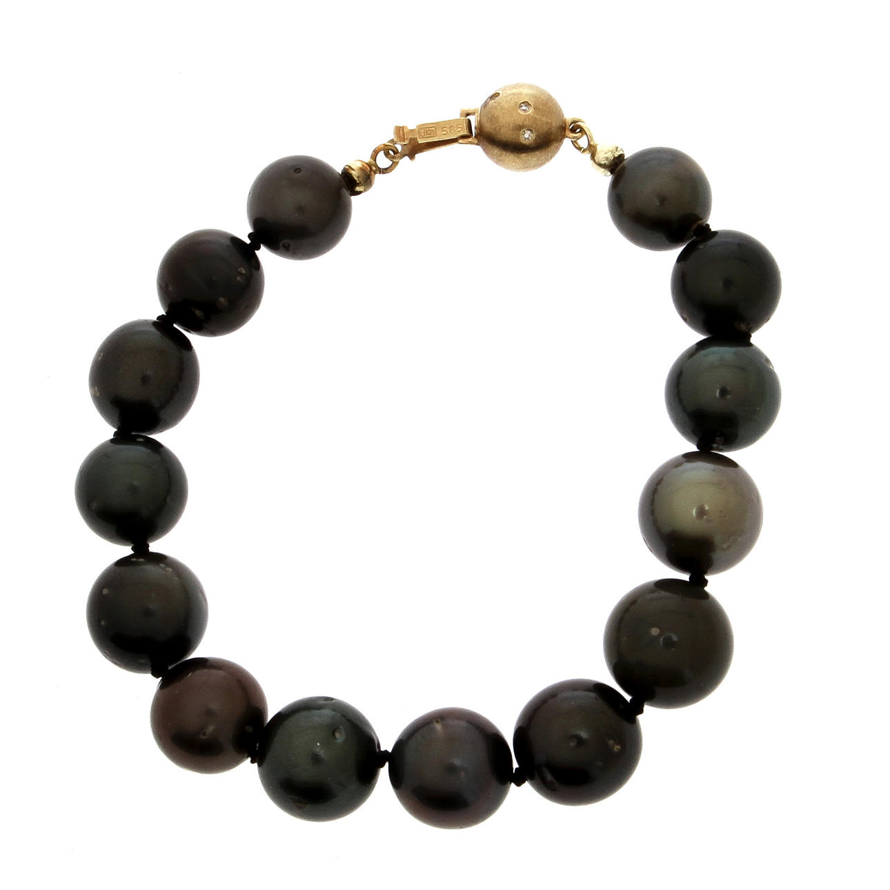 ARMBAND med tahitipärlor, lås i 18K rödguld med diamanter.