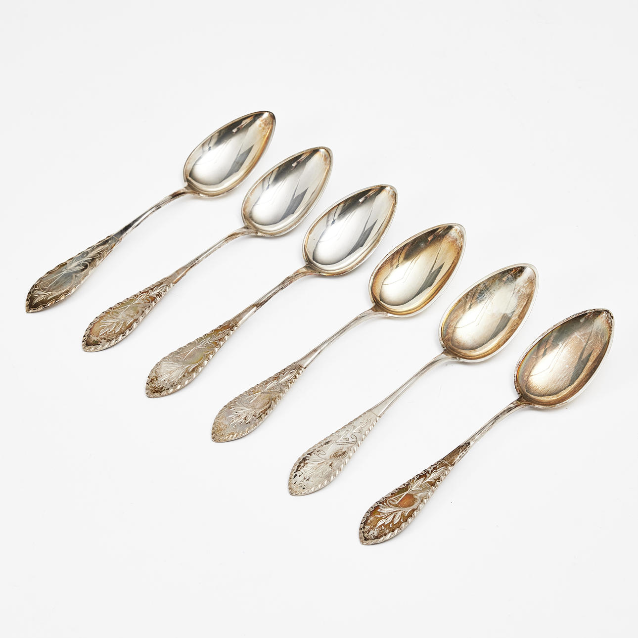 6 silver dining spoons, engraved decor Karl Stenudd, Luleå 1933.