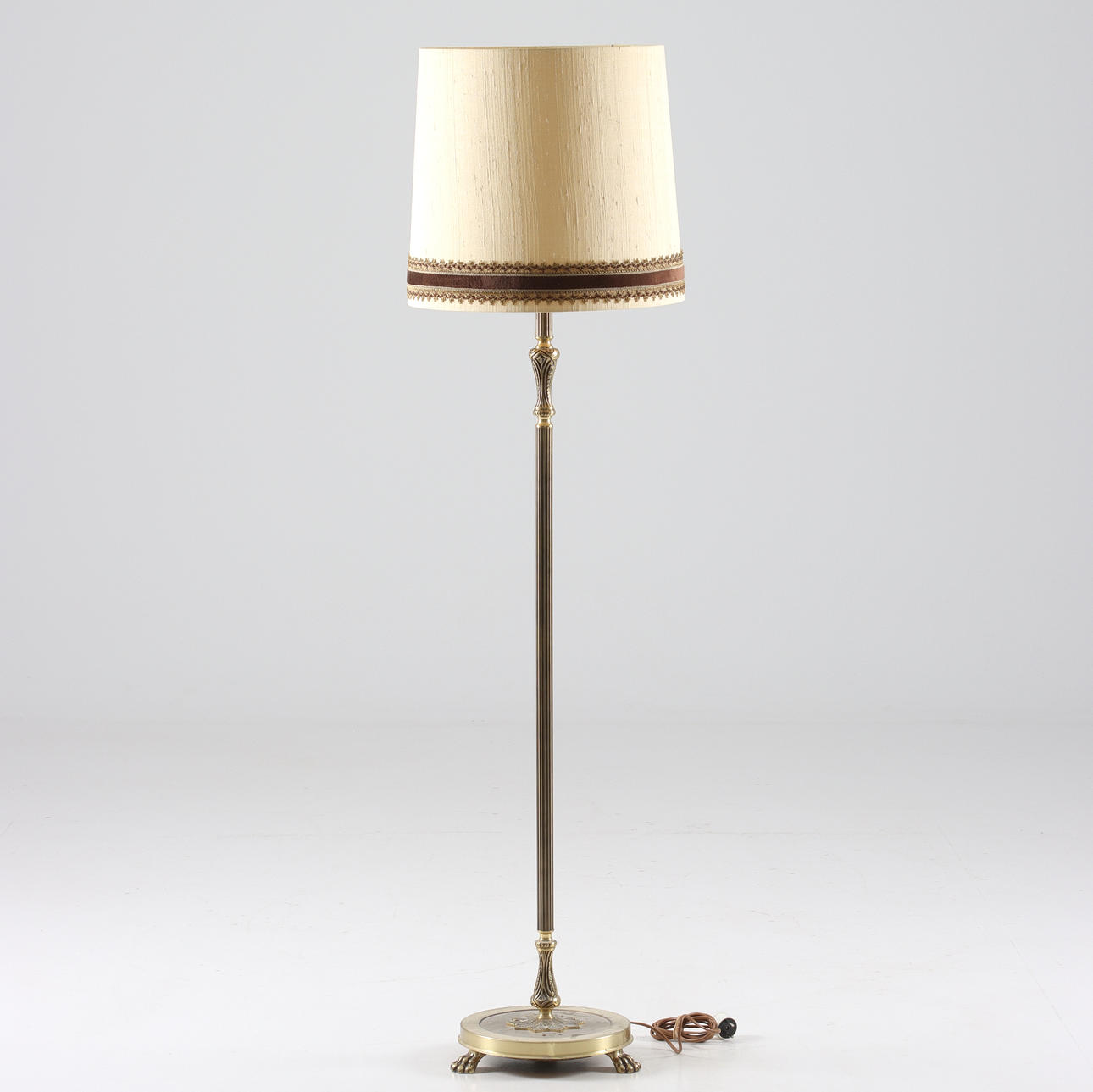 FLOOR LAMP, brass. Mid 20th century.