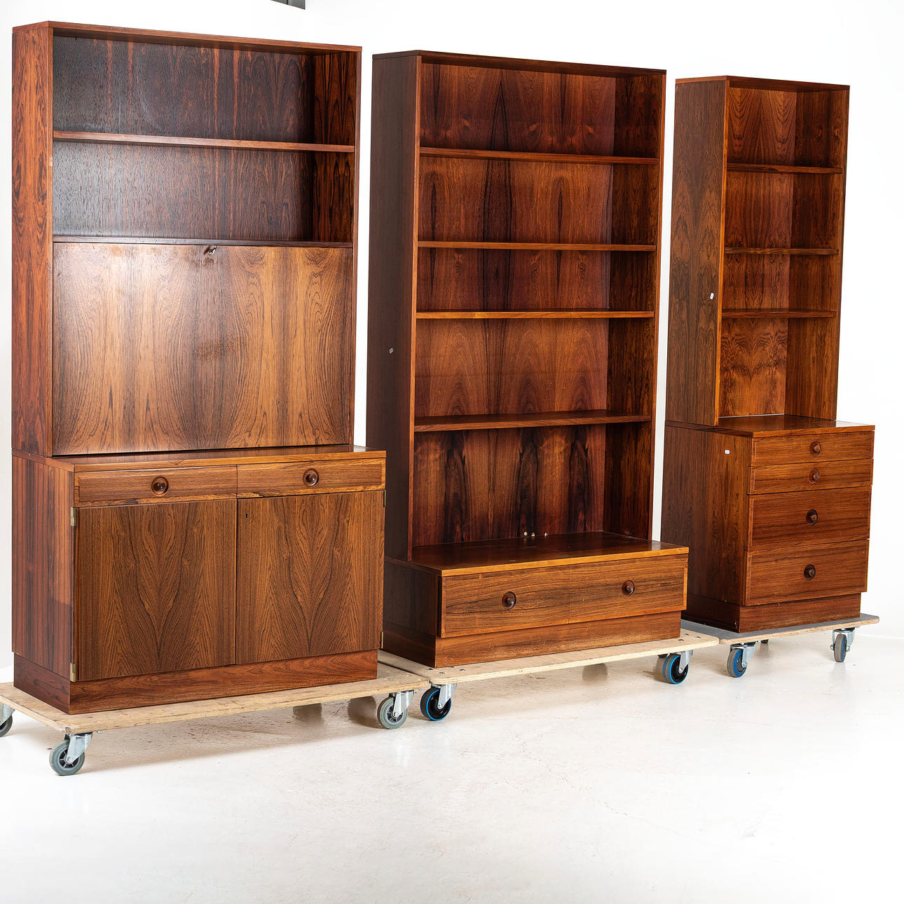 Bookcase, 3 sections, jakaranda, Stalands Möbler, 1960/70s.