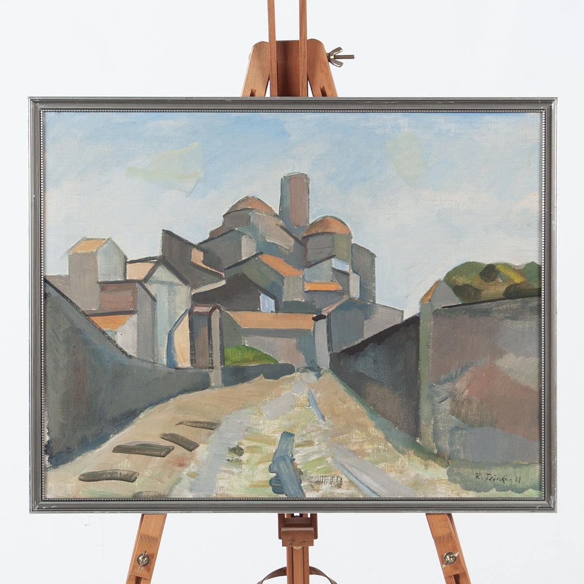 RUDOLF GOOD. Oil on canvas, Composition with buildings, Signed and dated -51.
