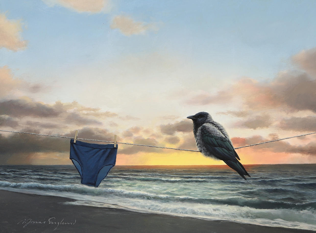 JONAS ENGLUND. Seascape with bird, oil on canvas, signed.