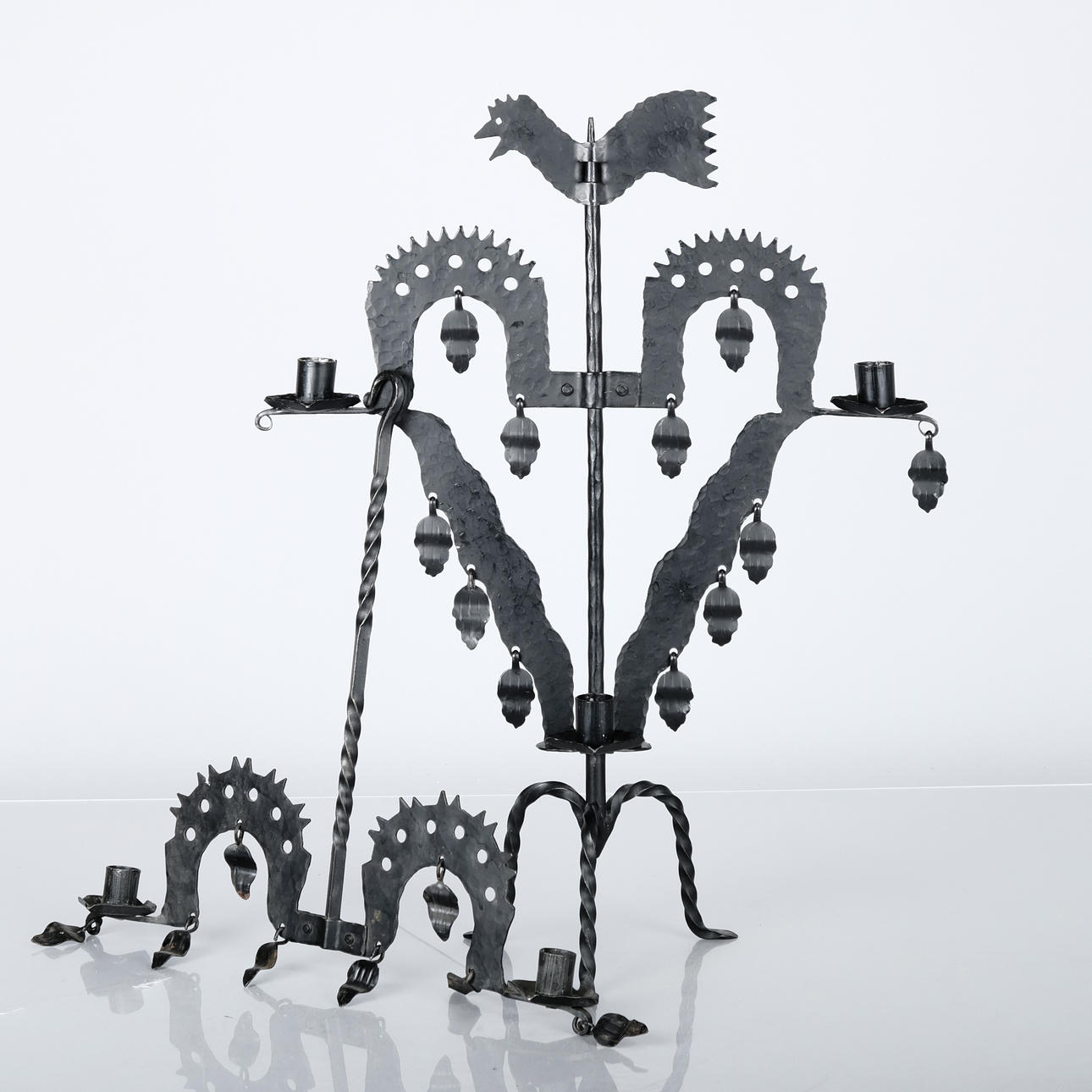 Candelabre, smedejern, Leksand, 20. århundrede, 2 stk.