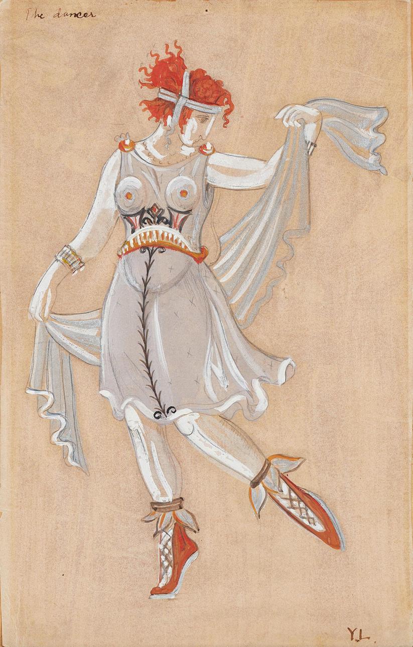 OIDENTIFIERAD KONSTNÄR. “The dancer”, signed with initials Y.L. circa 1920s, watercolour and gouache.