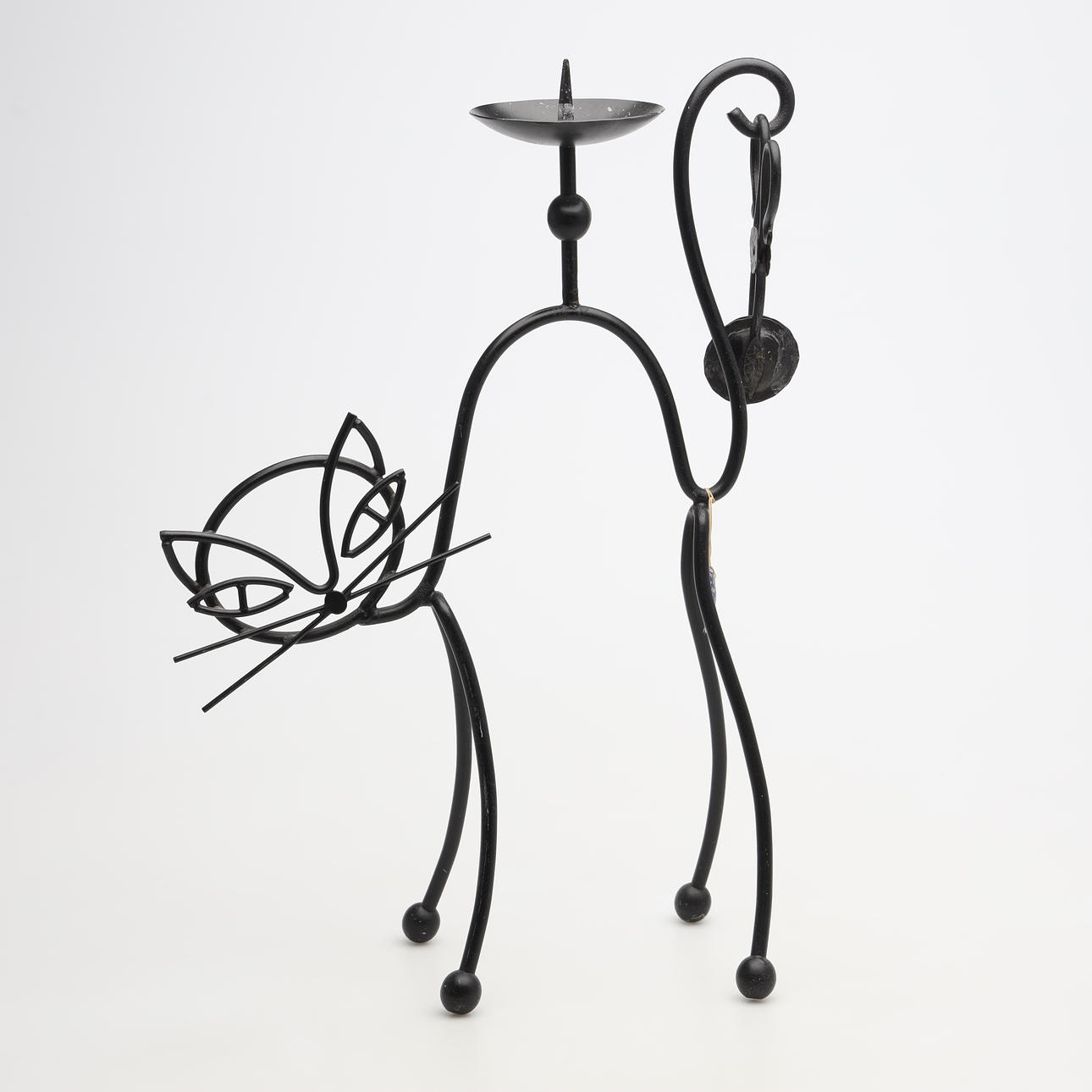 GUNNAR ANDER. CANDLESTICK, cat, wrought, Ystad Metall.