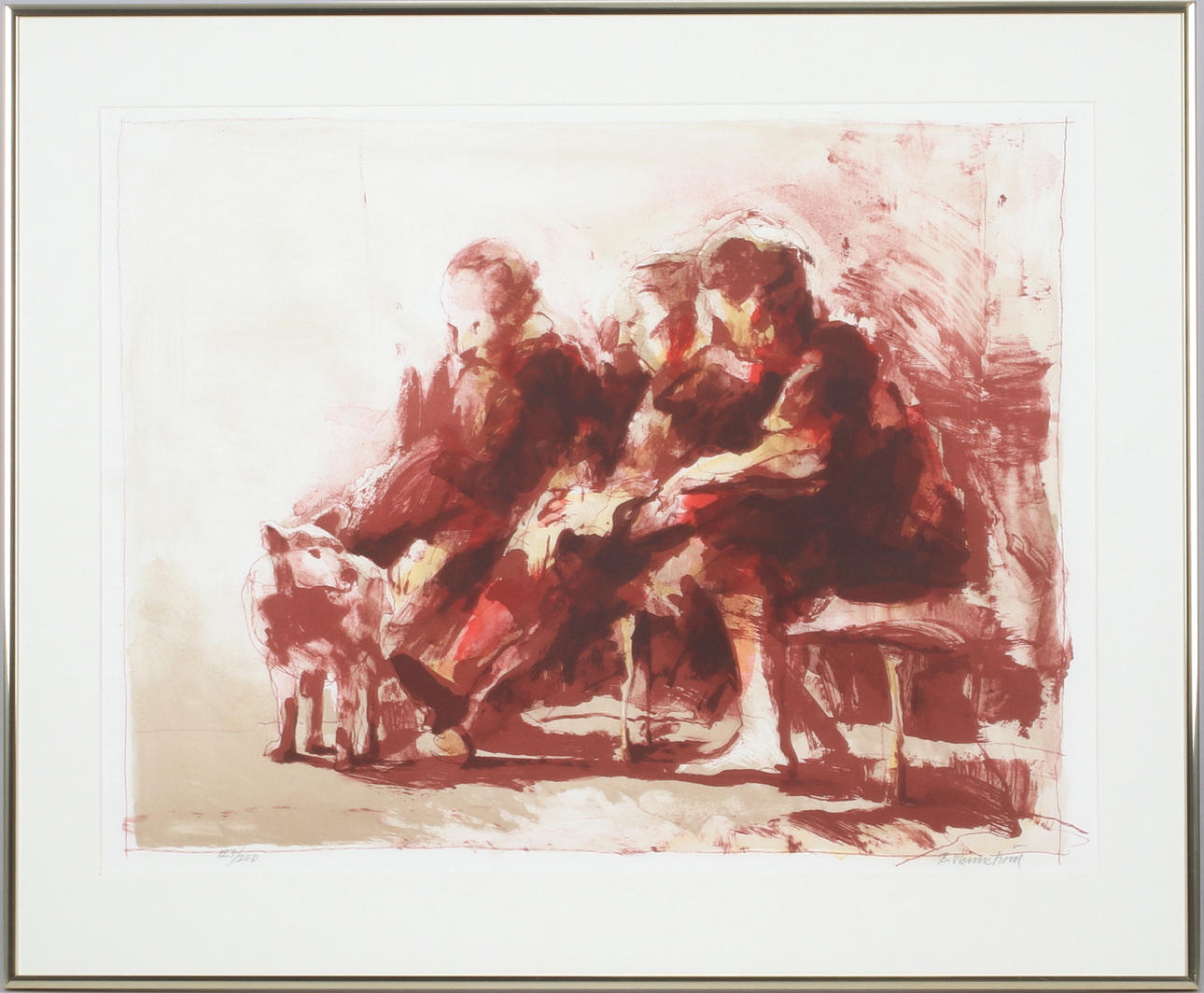 BERNDT WENNSTRÖM. Figure scene, lithograph in colours, signed and numbered 123/200.