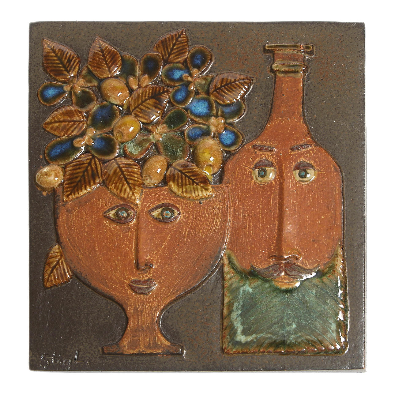 VÄGGRELIEF, stengods, Stig Lindberg, Gustavsberg.