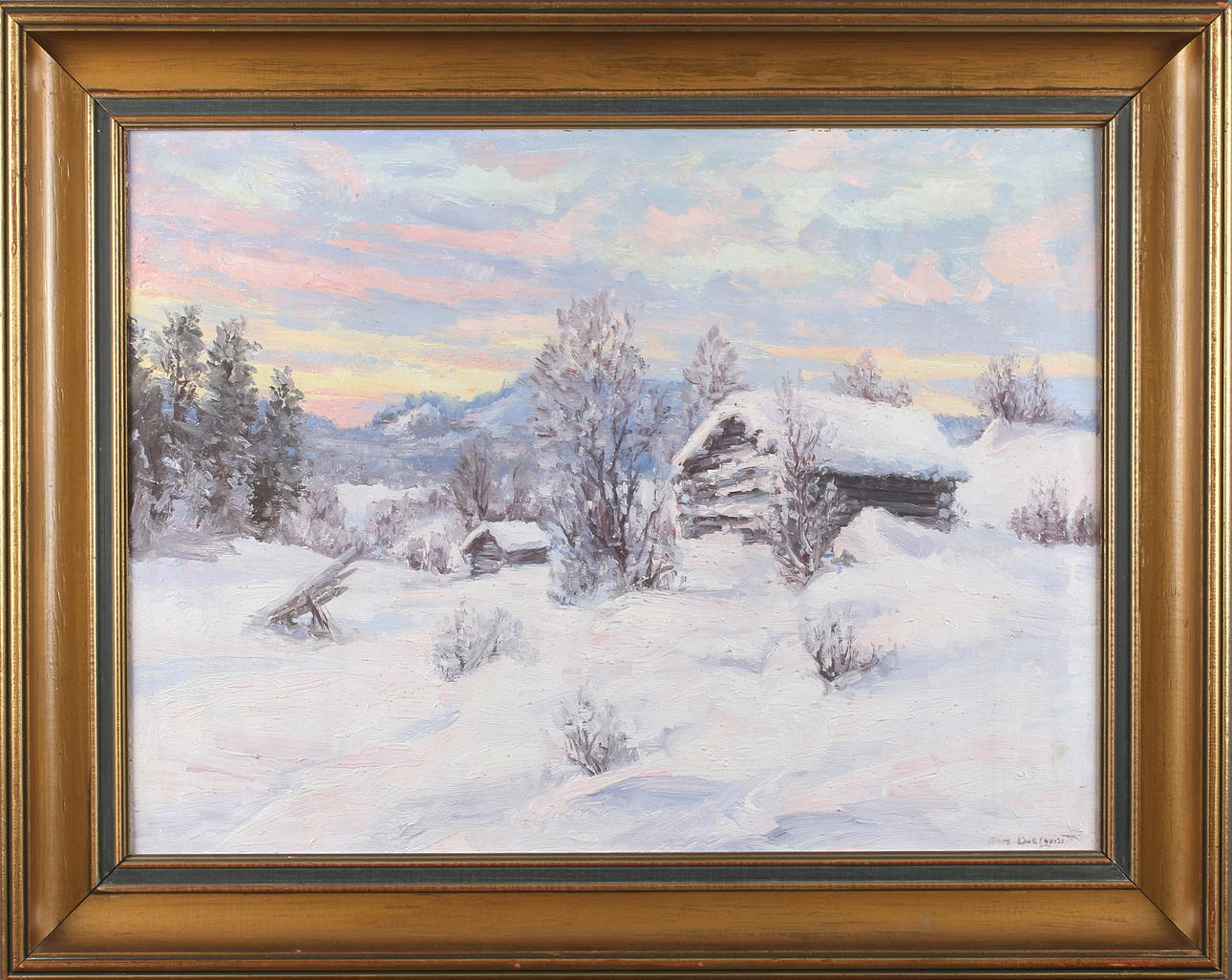 BROR DAHLQVIST. Vintermotiv, olja på pannå, signerad.