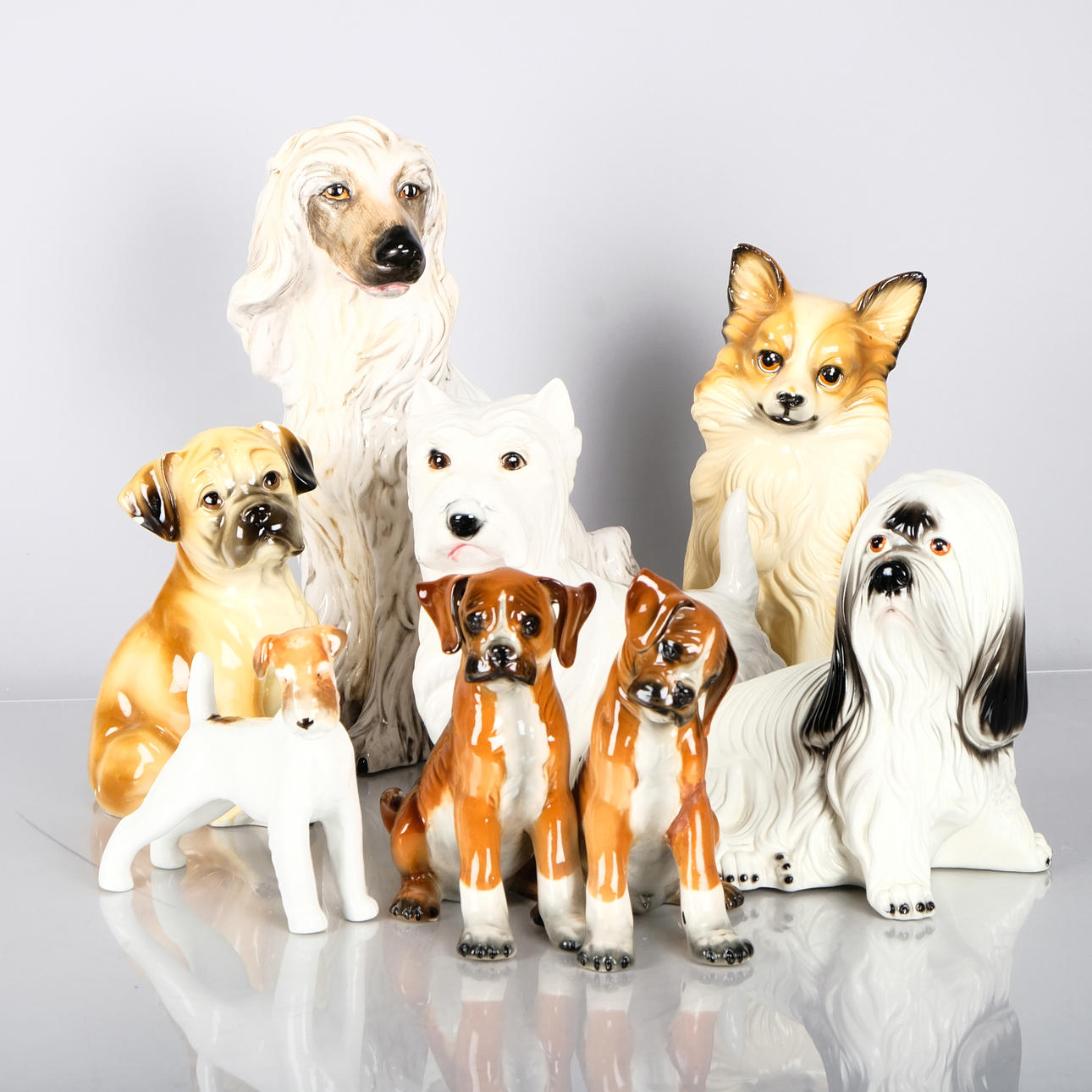PORCELAIN DOGS, 20th century, 7 pcs.