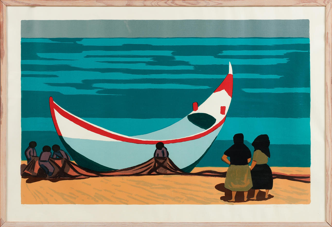LARS NORRMAN. Beach motif, lithograph in colours, signed and numbered 339/360.