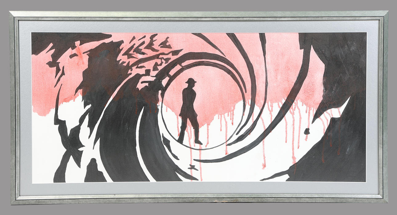 JAMES BOND, GUN BARREL SEQUENCE PAINTING.