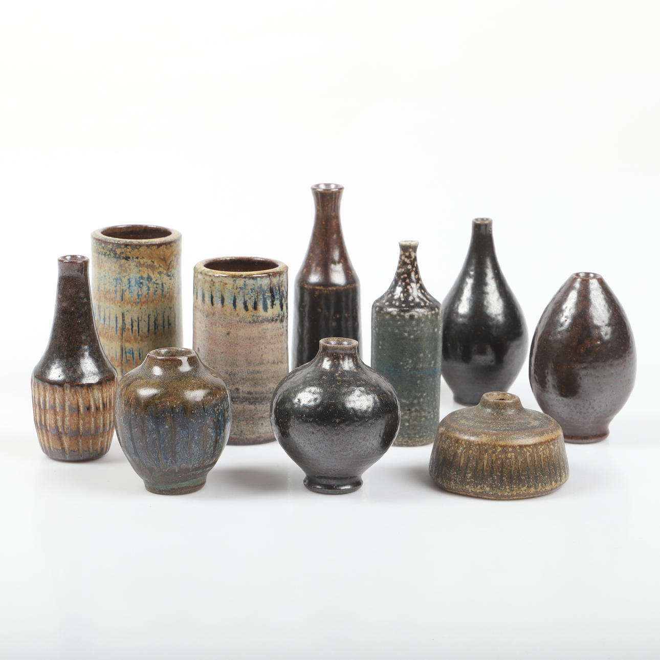 MINIATURVASEN, 10 Stück, glasiertes Steinzeug, Wallåkra.