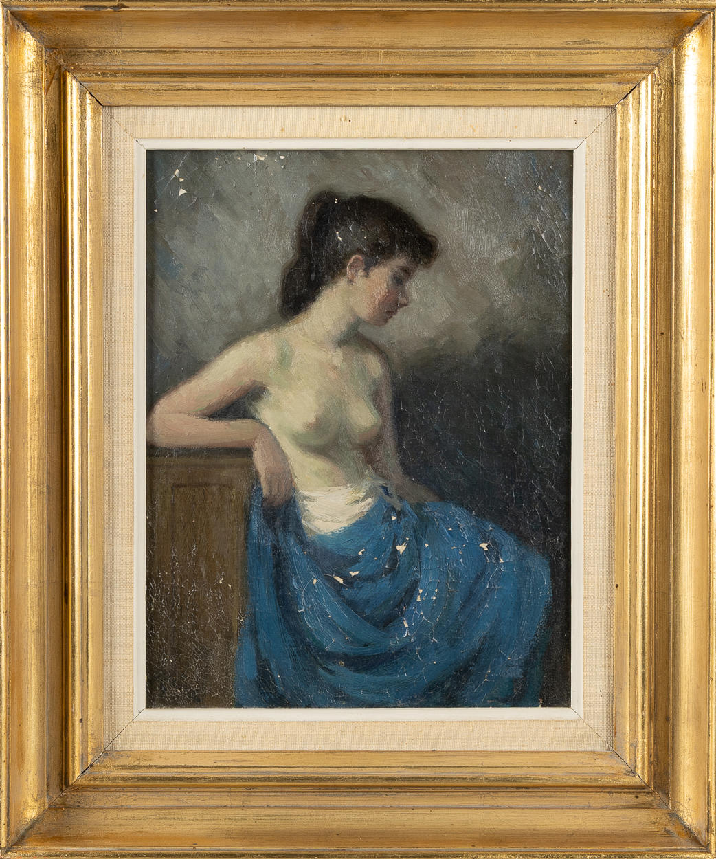 OKÄND KONSTNÄR. Kvinders studie, olie på lærred.