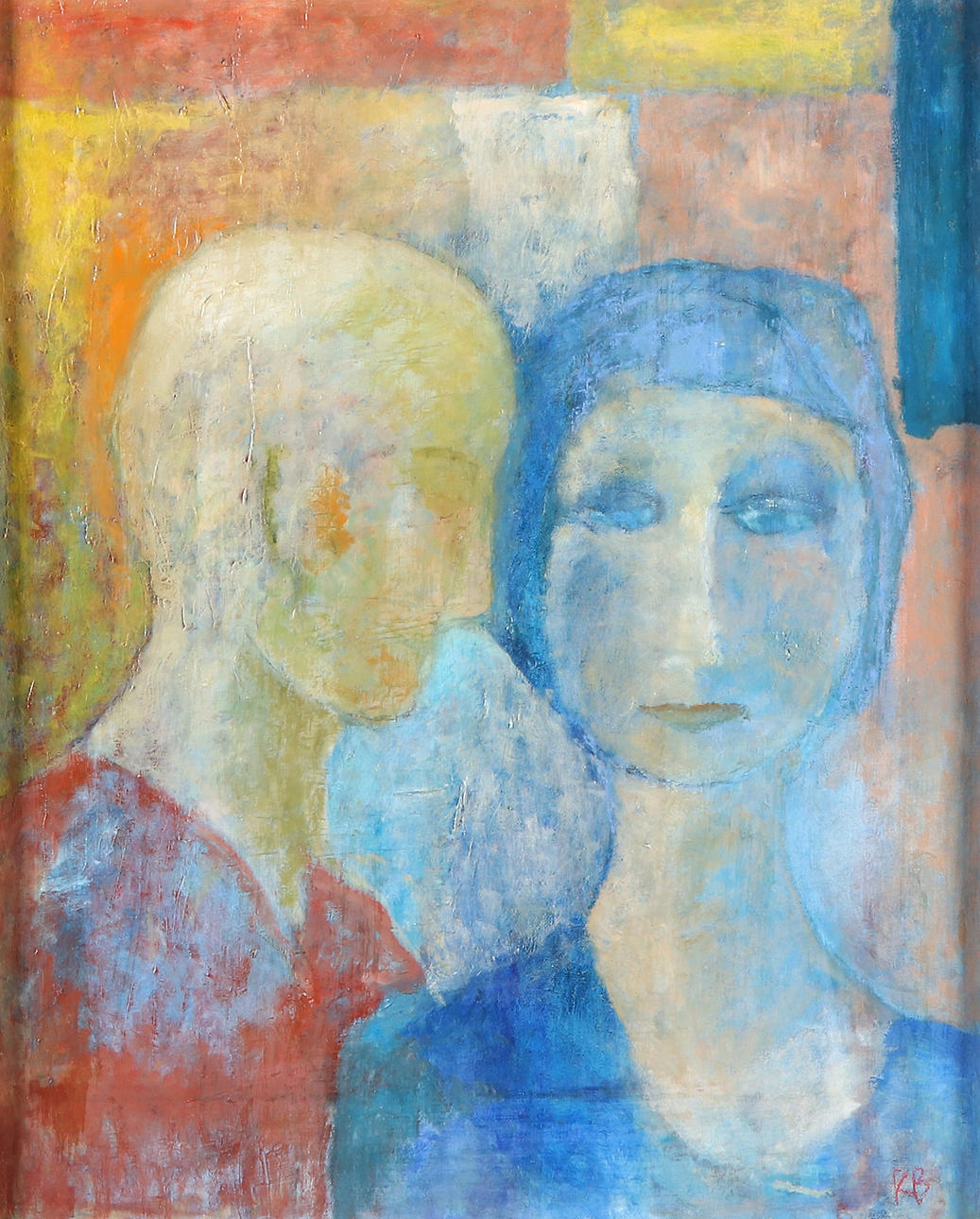 KRYSTYNA BOCHENEK. Acrylic on canvas panel. “Conversation”. Signed.