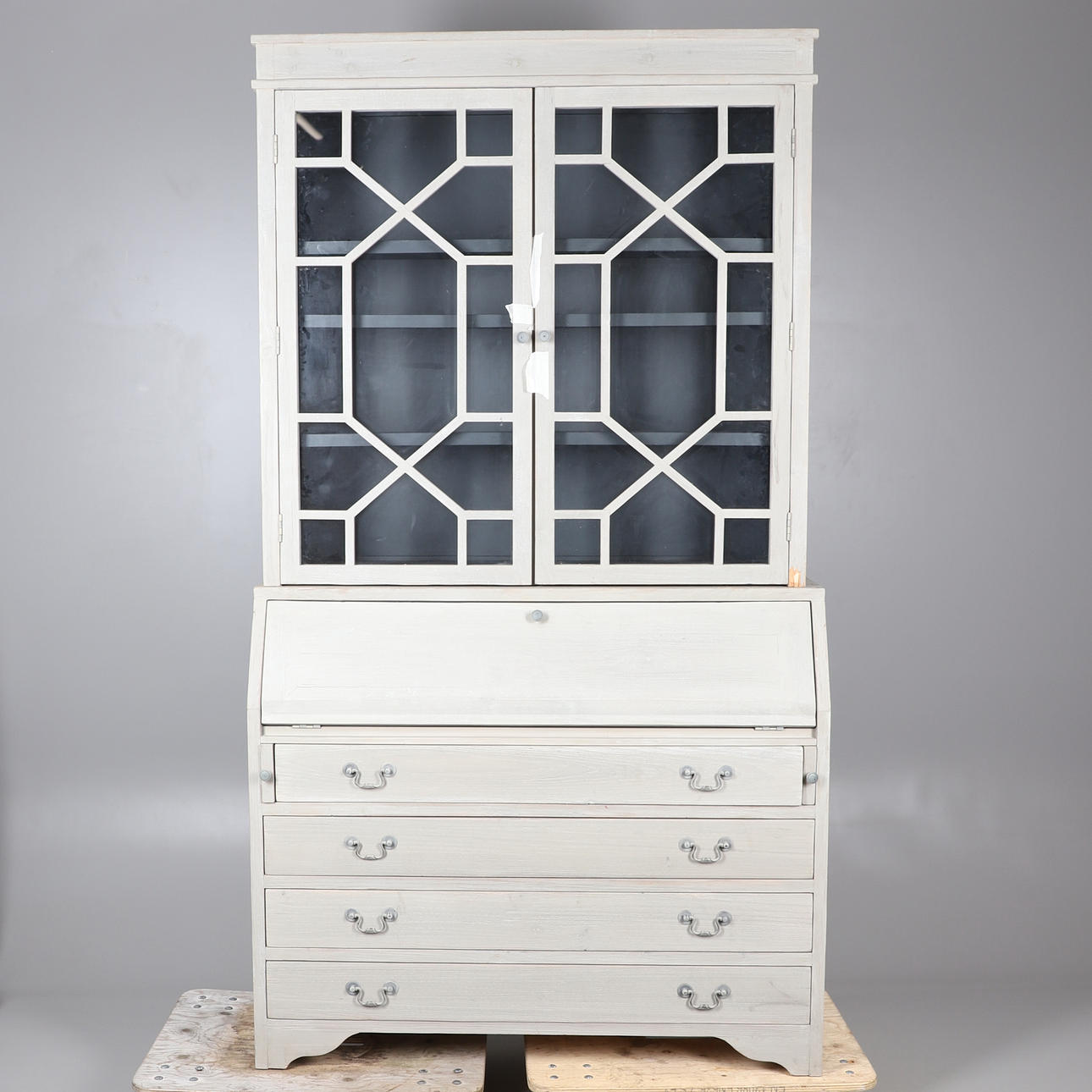 A MODERN PAINTED SECRETAIRE BOOKCASE.