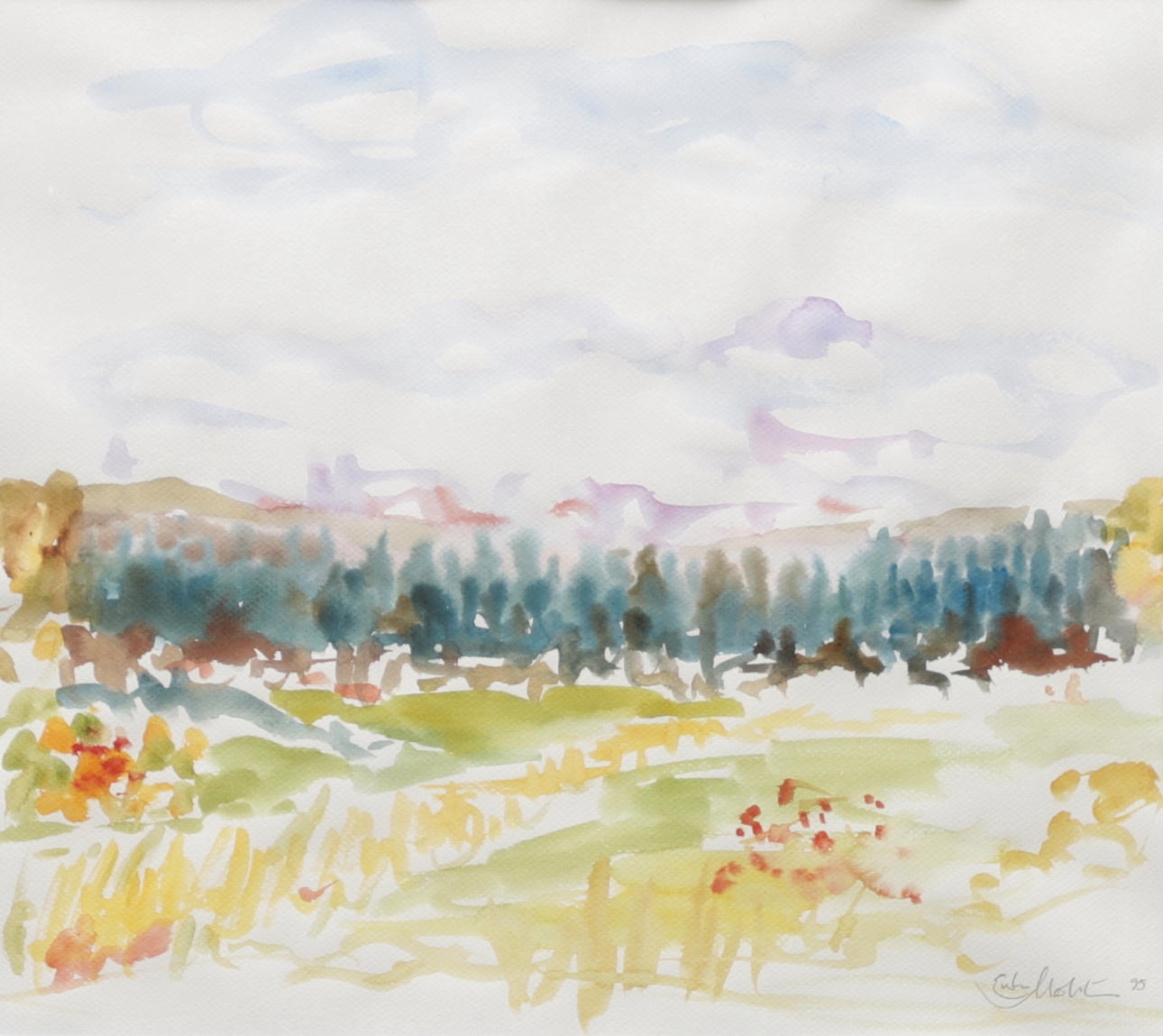 ERIK MOHLIN. “Strandskog”, watercolour, signed and dated 95.