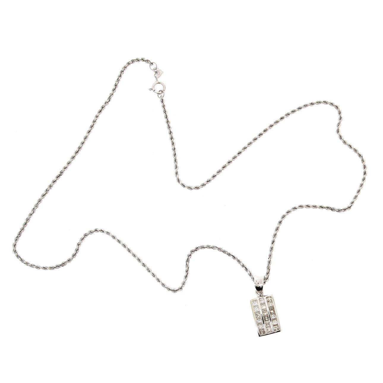 HÄNGE, 18k vitguld med diamanter, totalt ca 1,00 ct och kedja 14k guld.