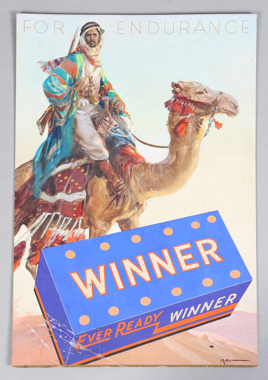 A HAND PAINTED EVER READY SIGN, SIGNED MILLS.