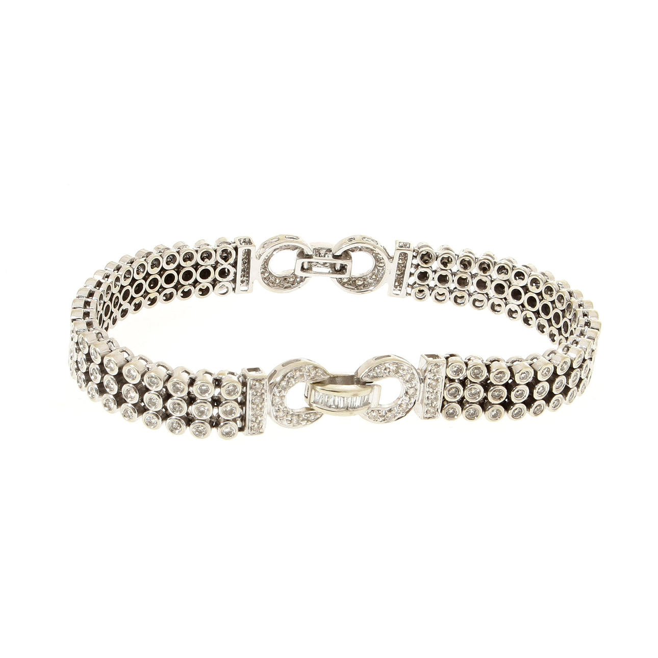 ARMSMYCKE, 14k vitguld med små diamanter, totalt ca 3,50 ct, vikt 25,4 gram.