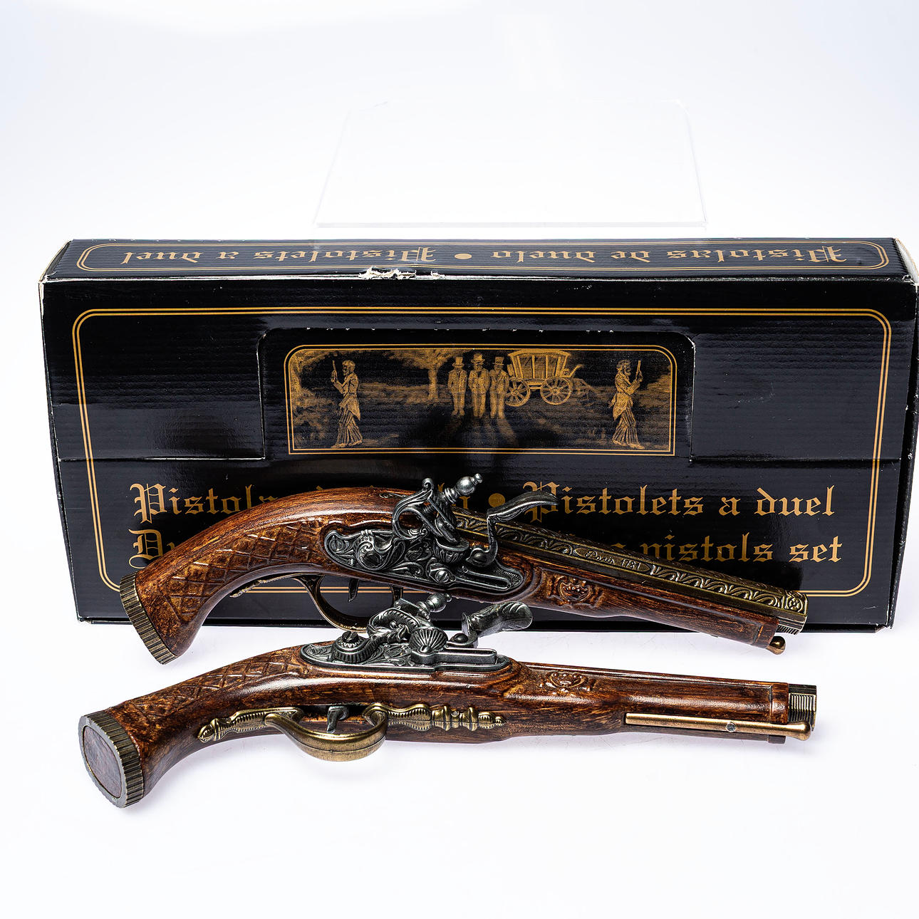 FLINTLOCK PISTOLS, et par, duel pistoler, replika.