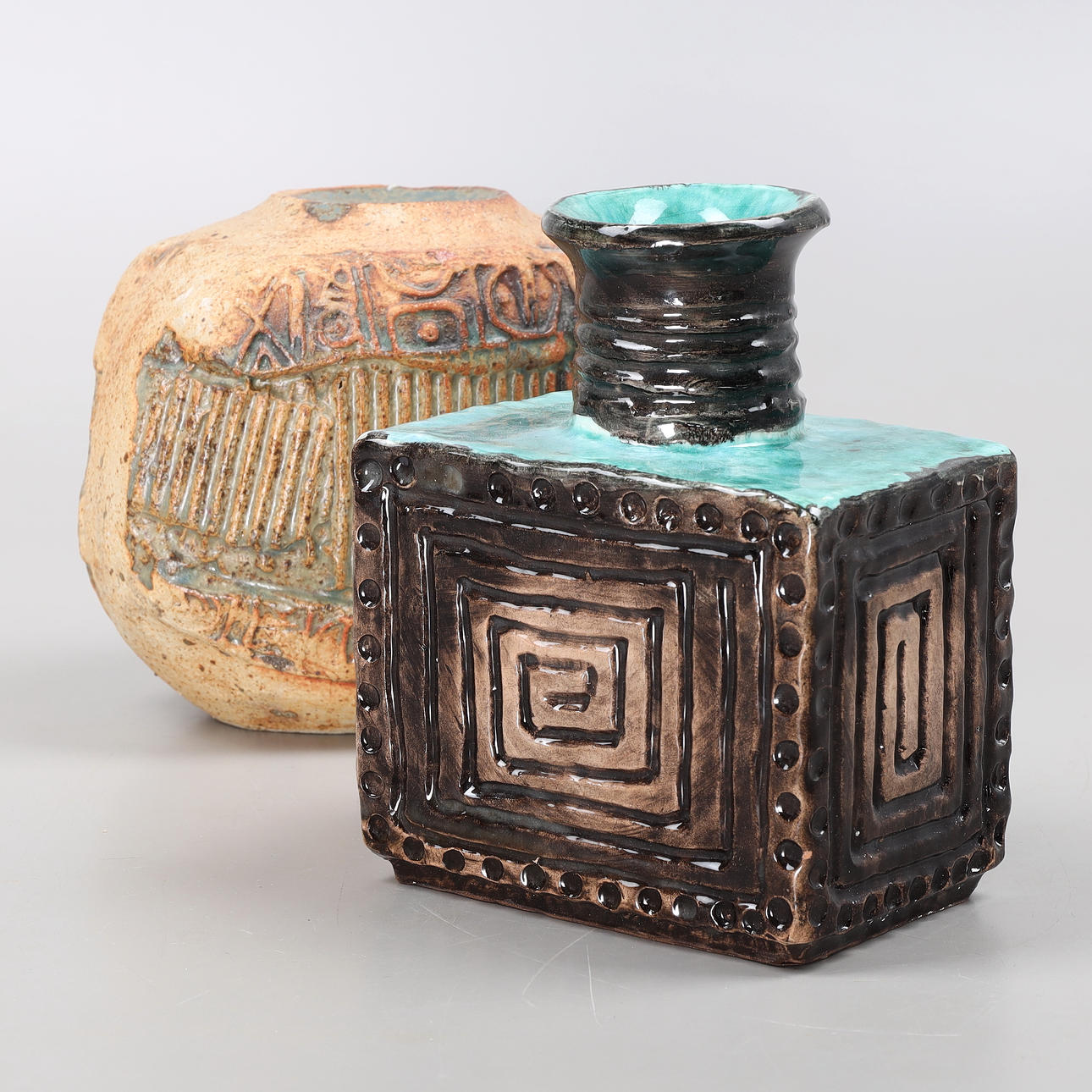 Two earthenware vases, second half of the 20th century.