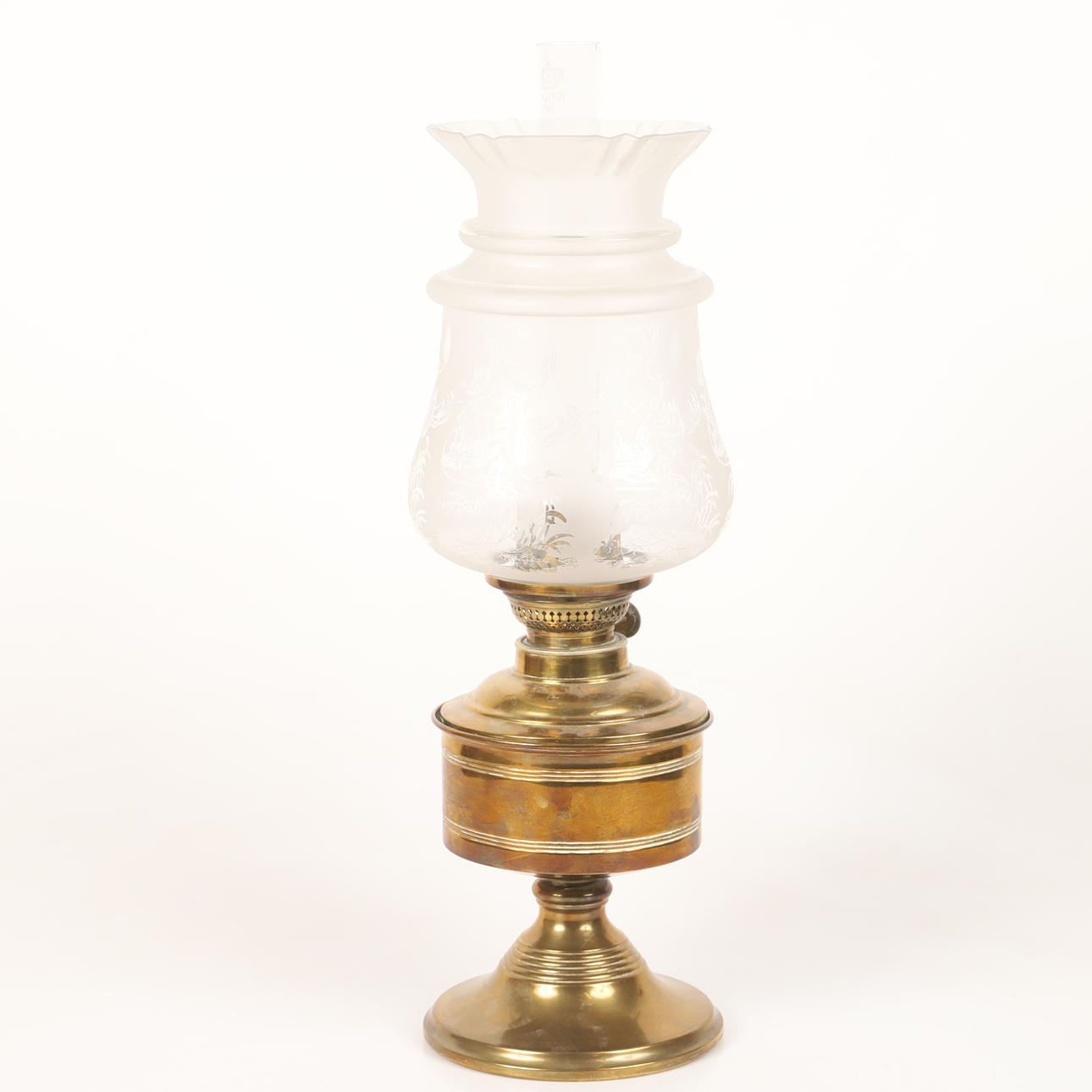 Esstischlampe aus Messingglas/Messing, 20. Jahrhundert.