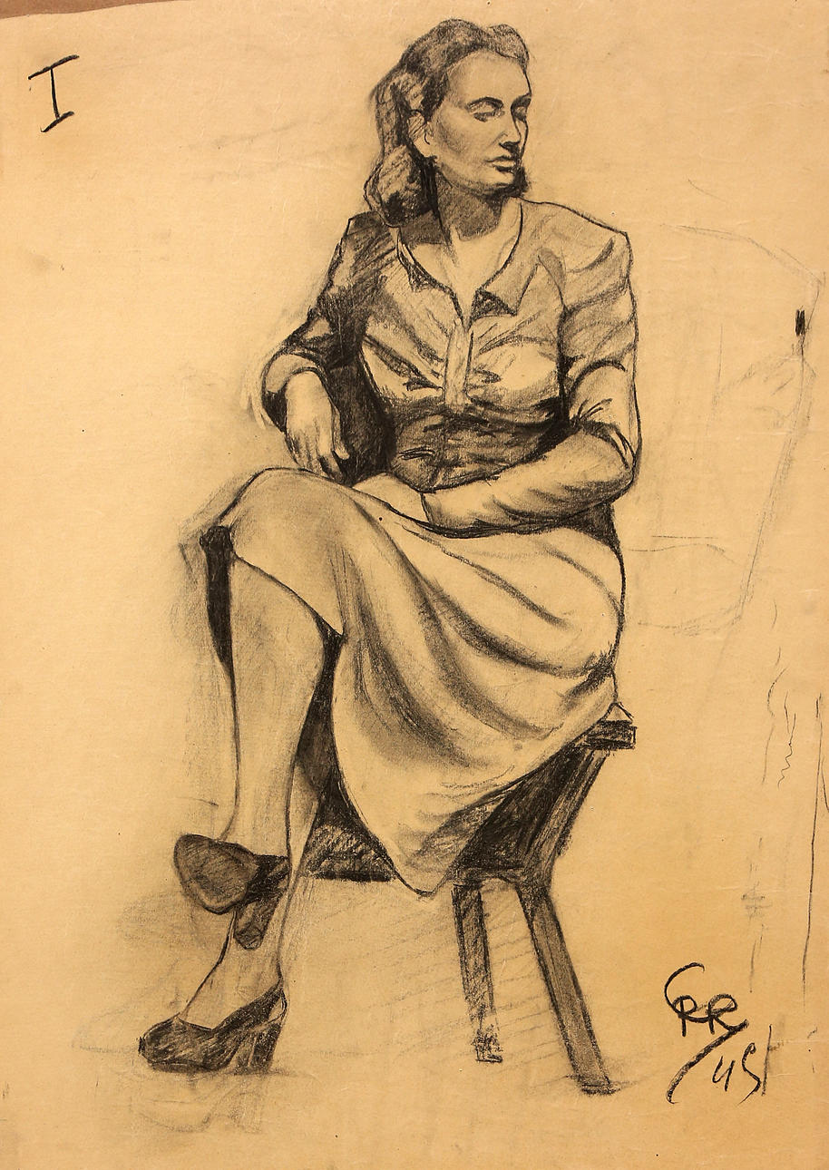 SPANISH SCHOOL, 1945. Eine junge Frau.