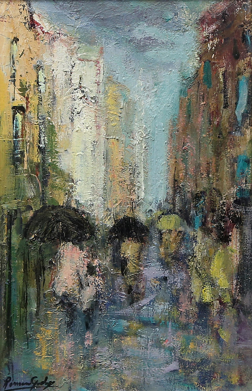 SPANISH SCHOOL, 20TH CENTURY. Urban view.