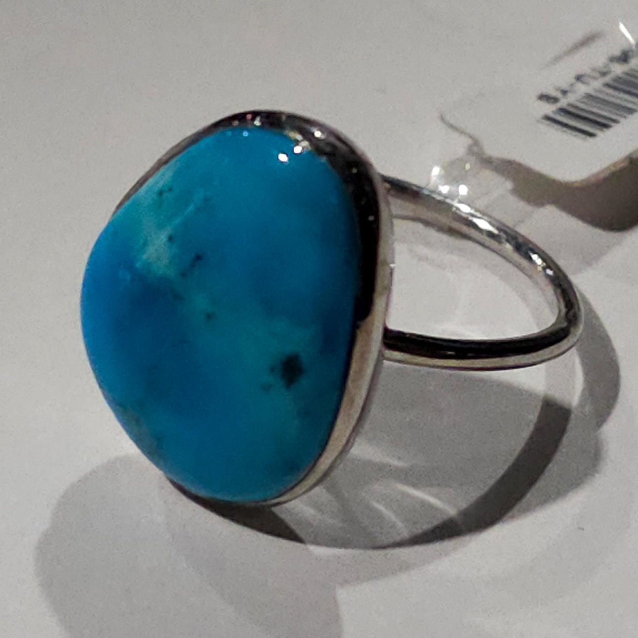 Natural turquoise ring. Silver frame. Adjustable Brand new. #17.