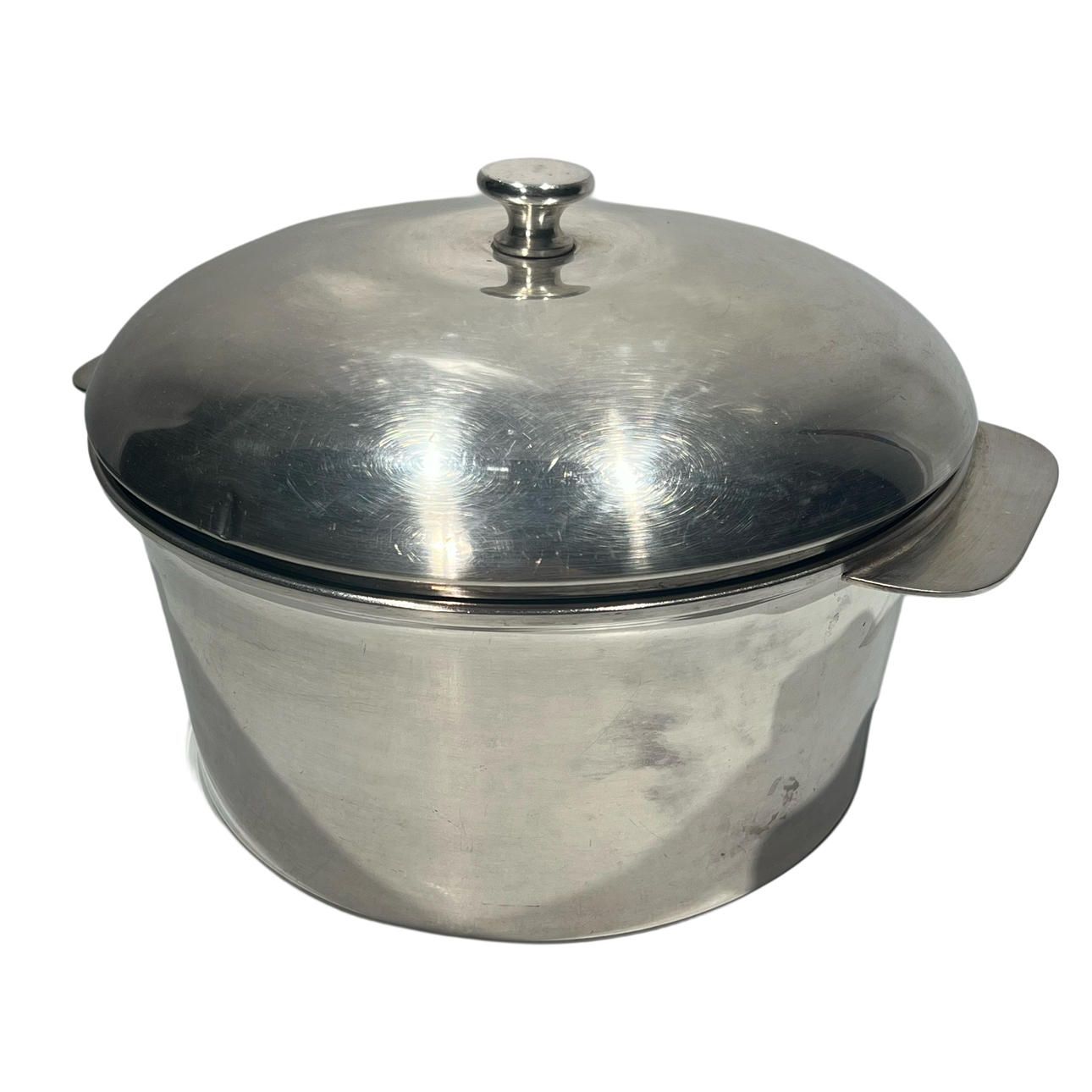 Antique silver alpaca soup with crystal.