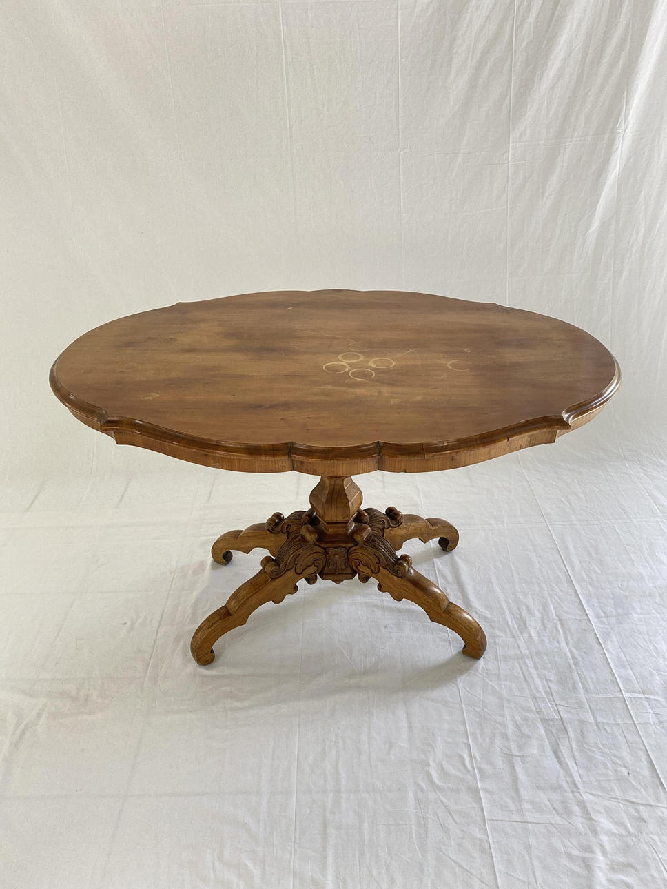 Louis Philippe style oval table - cherry tree, c a.75x125x90cm.