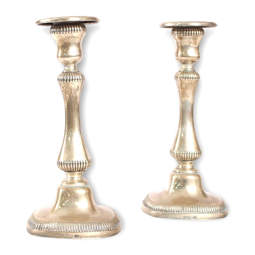 CANDLESTICKS,1 pair, Silver. 379 gr.