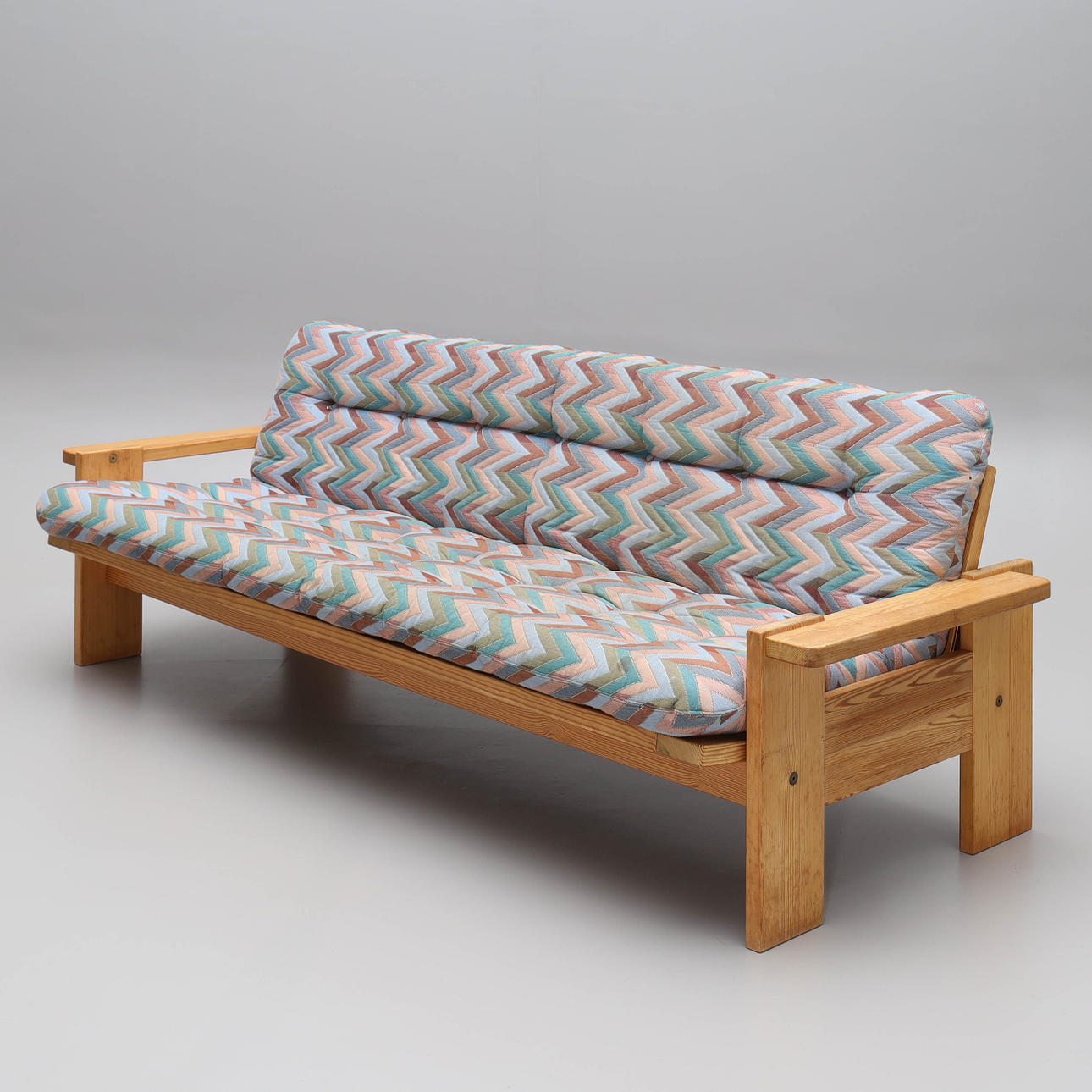 A 3-seater sofa, solid pine, 1970s.