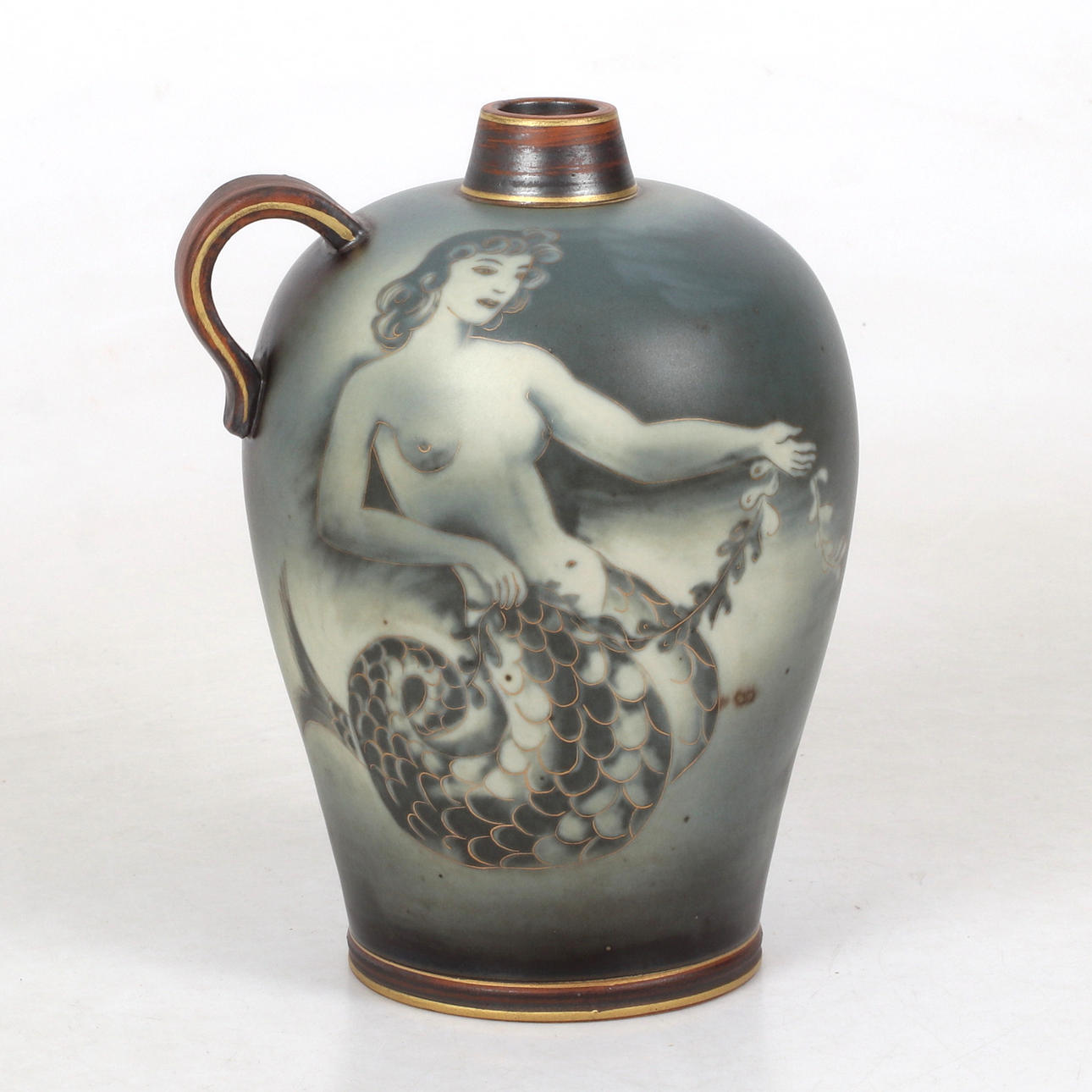 GUNNAR NYLUND. Jarrón colgante «Flambe» de gres, Rörstrand.