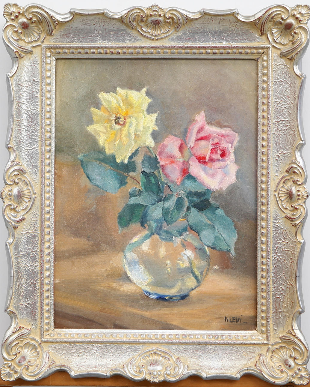 NATALI LEVI. Stilleben, olja på duk, signerad N Levi.