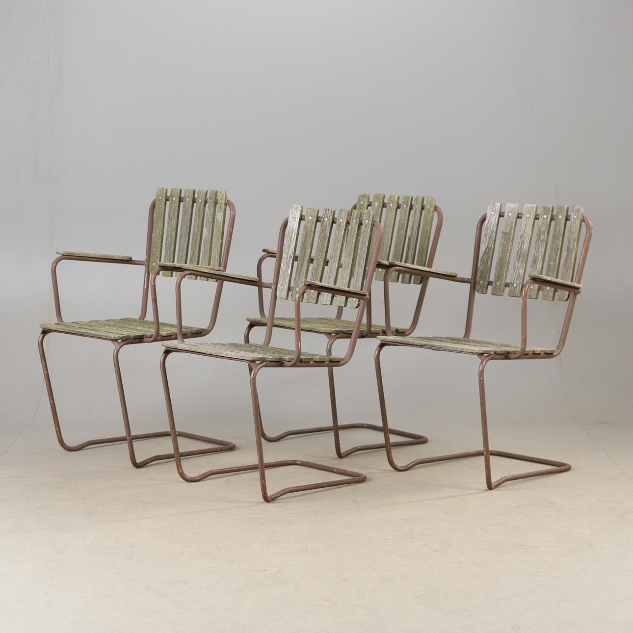 GARTENSTÜHLE, 4 Stück, geschmiedet/Holz.