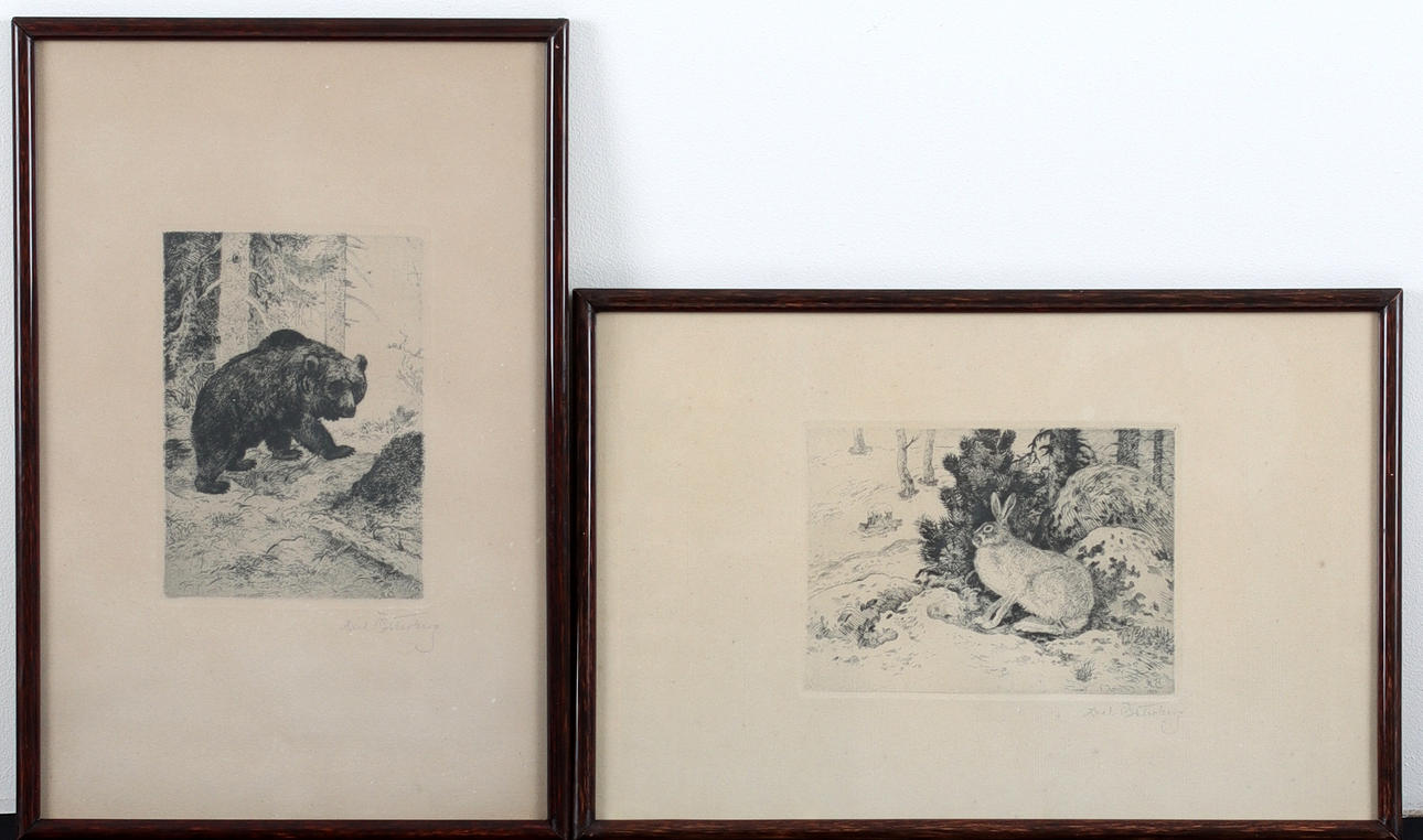 AXEL ÖSTERBERG. Etchings, 2 pieces, signed.