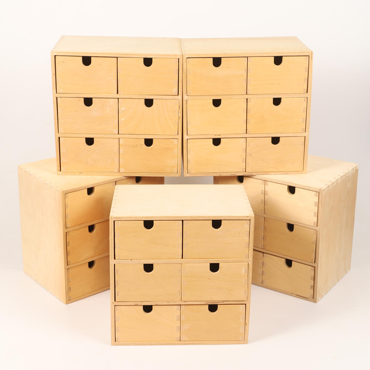 MINI-CABINETS, 5 pieces, “Moppe”, untreated wood, Ikea.