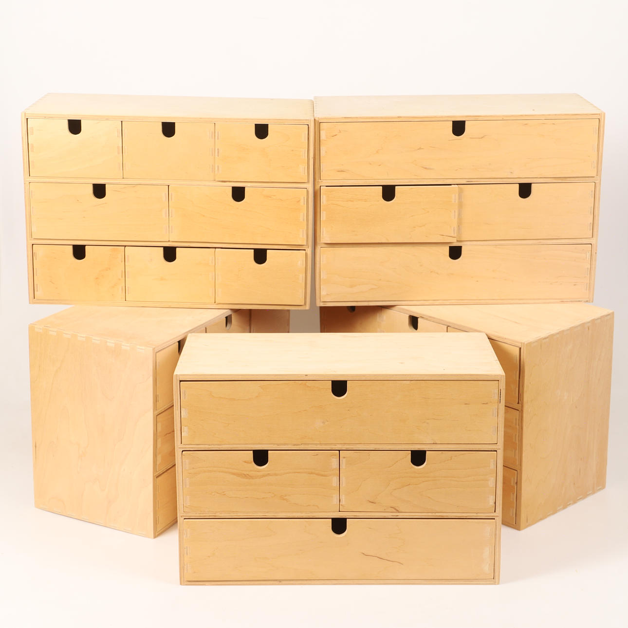 MINI-CABINETS, 5 pieces, “Moppe”, untreated wood, Ikea.