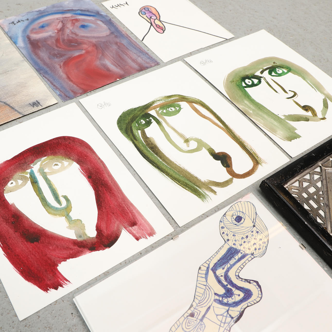 KJELL HOBJER. mixed media, 8 pcs, signed.