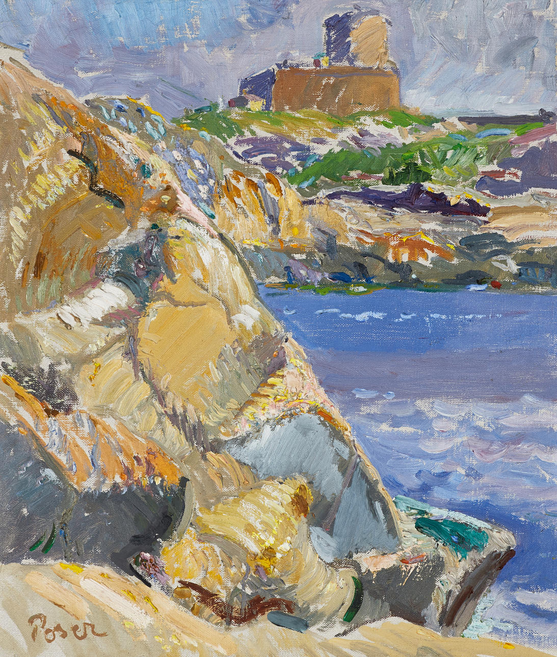 MARTIN POSER (1909-1999). Summer view of Carlsten Fortress, Marstrand, signed Poser, oil on canvas.