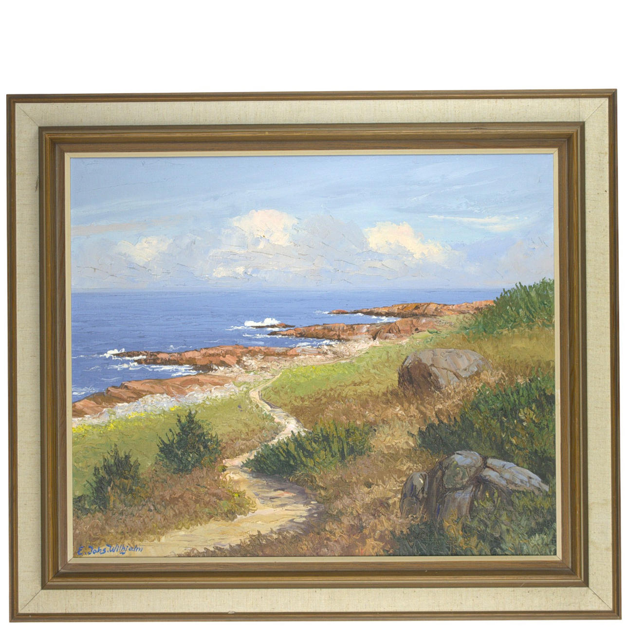 EGON JOHANNES WILHJELM. Oil on canvas, coastal part with rocks, signed.