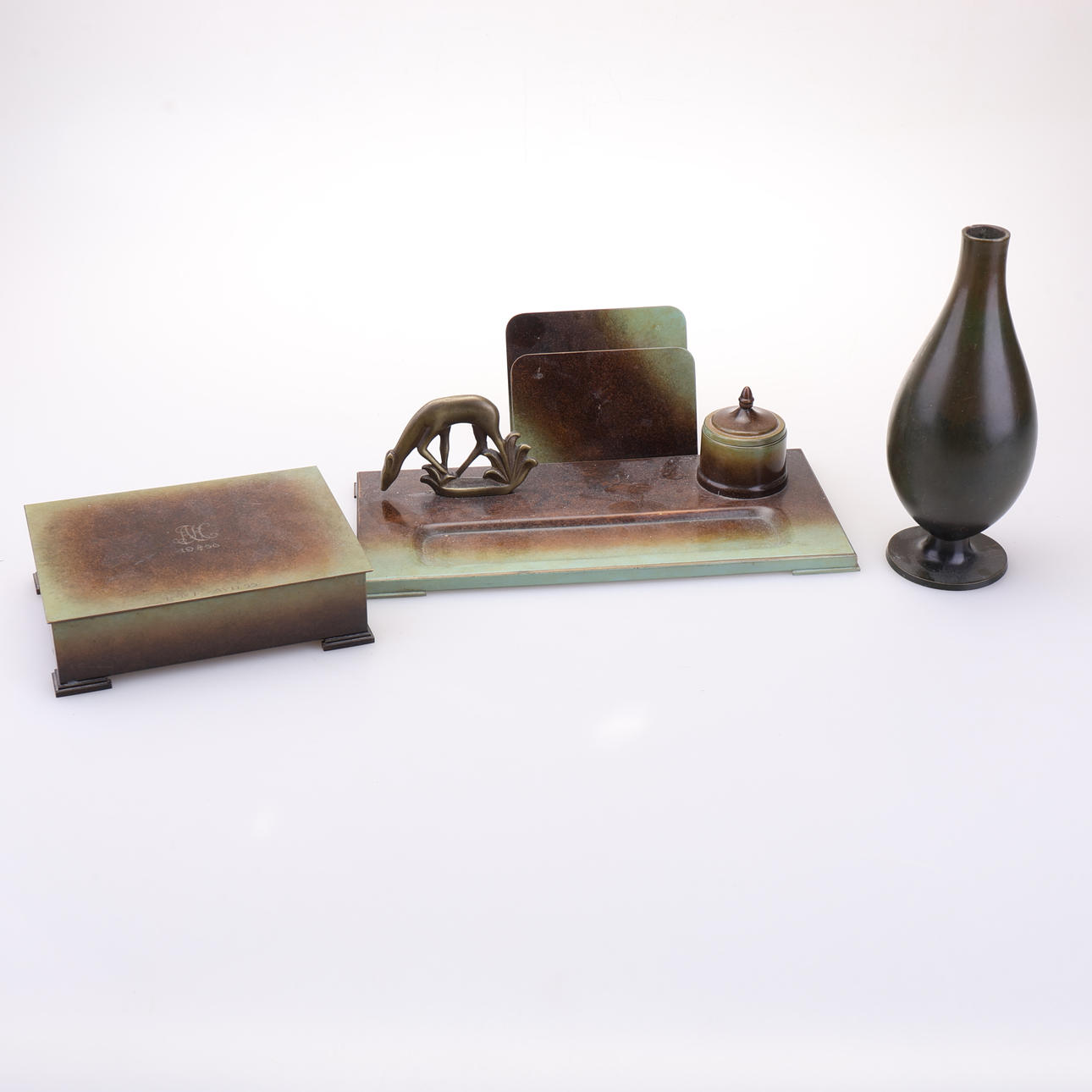 WRITING STAND, 4 pieces, BAG Bronze 1930s.