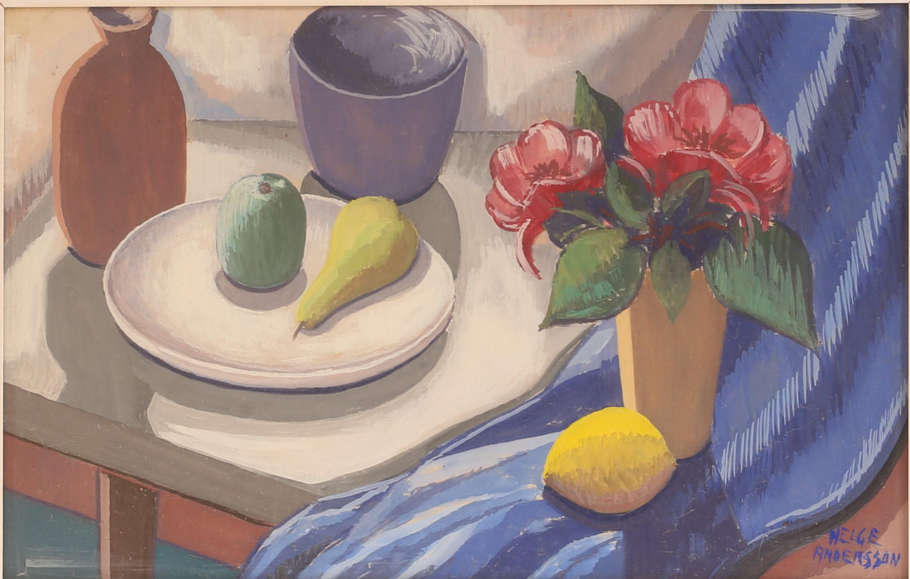 HELGE ANDERSSON. Gouache, signed.